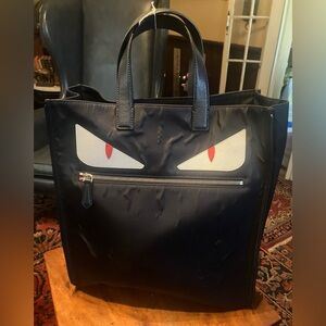 Authentic Fendi Black Nylon Monster Tote